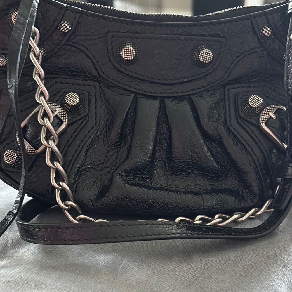 Balenciaga Black Shoulder Bag with Chain Detail